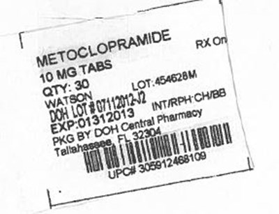 Label Image For 10mg (Metoclopramide 10mg Watson)